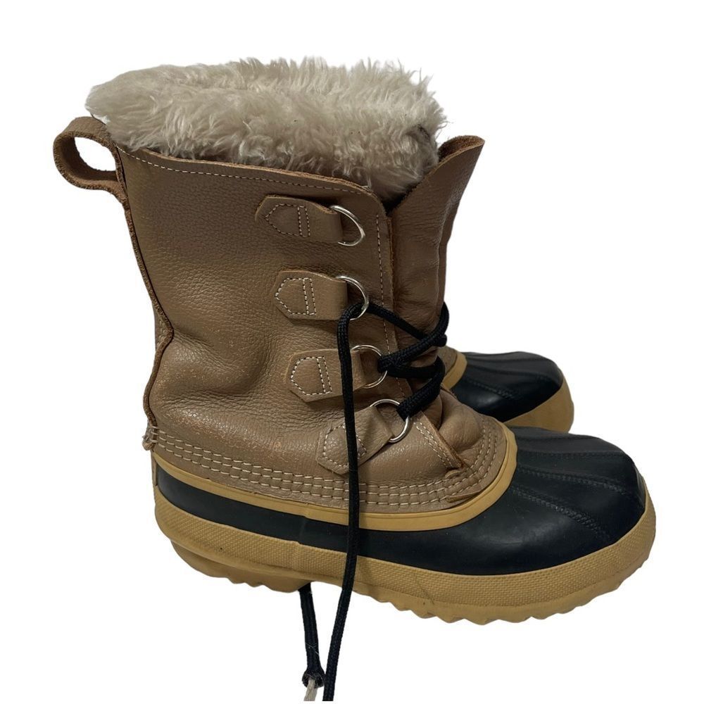 Sorel Beige Leather Insulated Waterproof Winter Boots